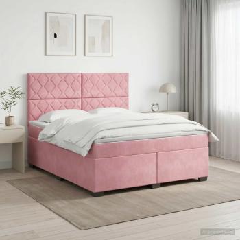 Boxspringbett mit Matratze mit Kopfteil Rosa 140 x 200 cm Samt