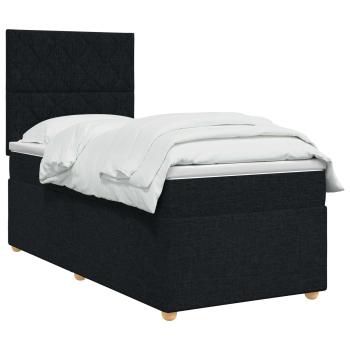 Boxspringbett mit Matratze Schwarz 90 x 190 cm Stoff