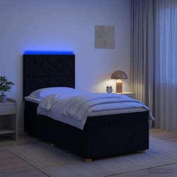 Boxspringbett mit Matratze Schwarz 90 x 200 cm Stoff