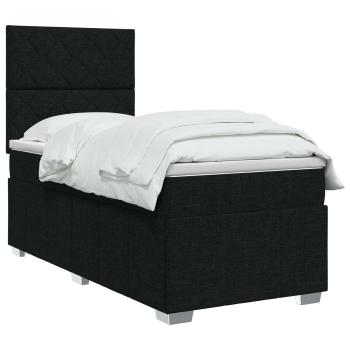 LED Boxspringbett mit Matratze Schwarz 90 x 200 cm Stoff
