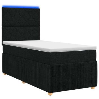 LED Boxspringbett mit Matratze Schwarz 90 x 200 cm Stoff