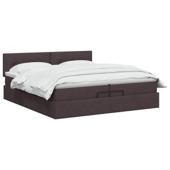 Ottoman Bett mit Matratze Dunkelbraun 200 x 200 cm Stoff