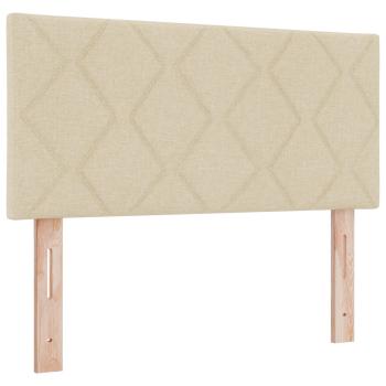 Ottoman Bett mit Matratze mit Kopfteil Creme 100 x 200 cm Stoff