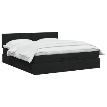 Ottoman Bett mit Matratze Schwarz 180 x 200 cm Stoff