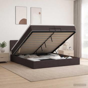 Ottoman-Bett mit Matratze und LED Dunkelbraun 200 x 200 cm