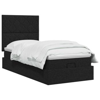 Ottoman Bett mit Matratze Schwarz 90 x 190 cm Stoff