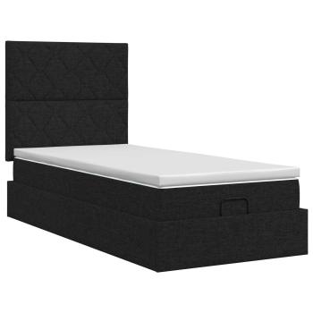 Ottoman Bett mit Matratze Schwarz 90 x 190 cm Stoff