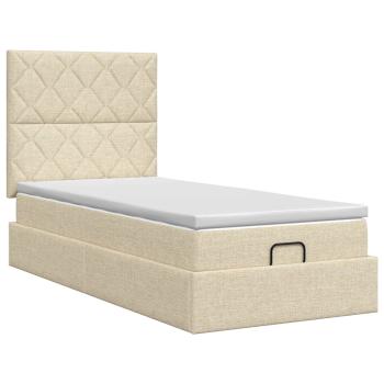 Ottoman Bett mit Matratze mit Kopfteil Creme 100 x 200 cm Stoff