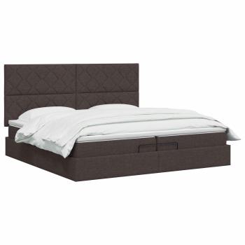 Ottoman Bett mit Matratze Dunkelbraun 200 x 200 cm Stoff