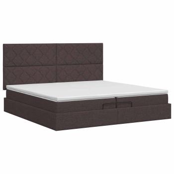 Ottoman Bett mit Matratze Dunkelbraun 200 x 200 cm Stoff