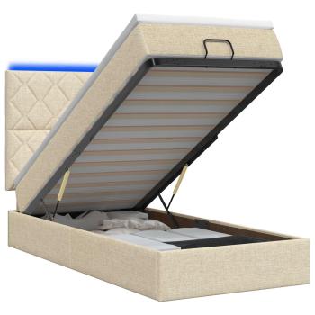 Ottoman-Bett mit Matratze und LED Creme 100 x 200 cm Stoff