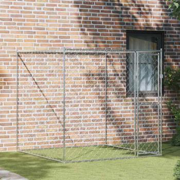 ARDEBO.de - Hundekäfig Silber 200 x 200 x 200 cm Verzinkter Stahl