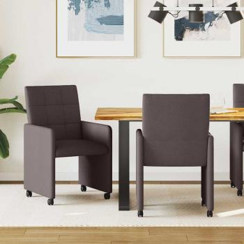 ARDEBO.de - Esszimmerstühle mit Rollen 2 stk. Stoff Dunkelbraun