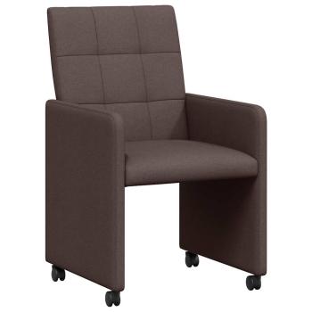 Esszimmerstühle mit Rollen 2 stk. Stoff Dunkelbraun