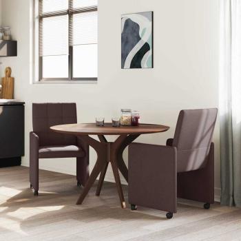Esszimmerstühle mit Rollen 2 stk. Stoff Dunkelbraun