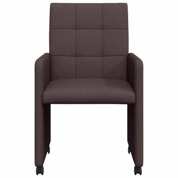 Esszimmerstühle mit Rollen 2 stk. Stoff Dunkelbraun
