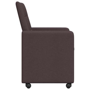 Esszimmerstühle mit Rollen 2 stk. Stoff Dunkelbraun