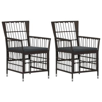 ARDEBO.de - Gartenst?hle 2 stk. Schwarz PE Rattan, Stahl und Polyesterstoff