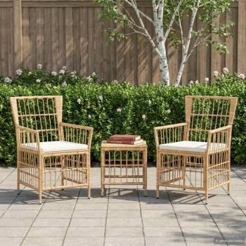 ARDEBO.de - Gartenst?hle 2 stk. Natur PE Rattan, Stahl und Polyesterstoff