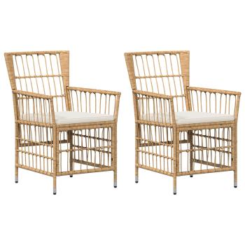 Gartenst?hle 2 stk. Natur PE Rattan, Stahl und Polyesterstoff