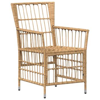 Gartenst?hle 2 stk. Natur PE Rattan, Stahl und Polyesterstoff