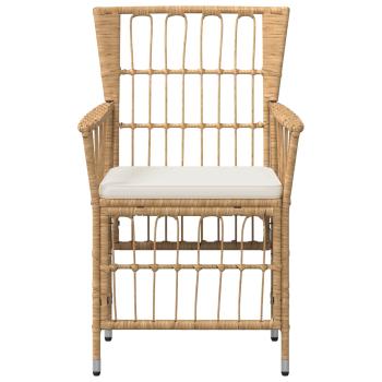 Gartenst?hle 2 stk. Natur PE Rattan, Stahl und Polyesterstoff