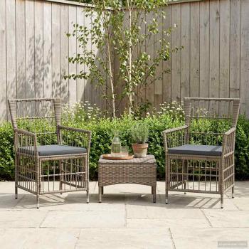 ARDEBO.de - Gartenst?hle 2 stk. Grau PE Rattan, Stahl und Polyesterstoff