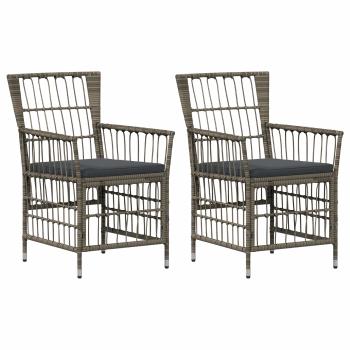 Gartenst?hle 2 stk. Grau PE Rattan, Stahl und Polyesterstoff