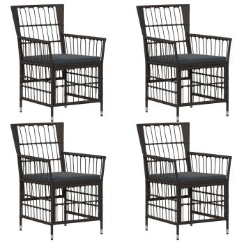 Gartenst?hle 4 stk. Schwarz PE Rattan, Stahl und Polyesterstoff