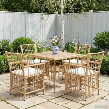 ARDEBO.de - Gartenst?hle 4 stk. Natur PE Rattan, Stahl und Polyesterstoff
