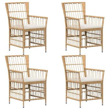 Gartenst?hle 4 stk. Natur PE Rattan, Stahl und Polyesterstoff