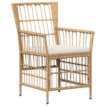 Gartenst?hle 4 stk. Natur PE Rattan, Stahl und Polyesterstoff
