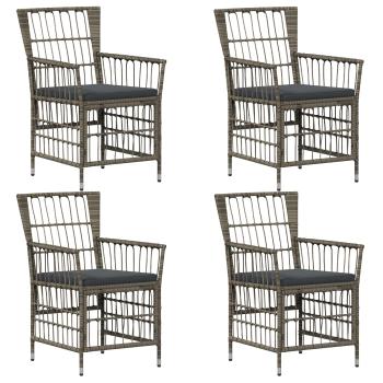 Gartenst?hle 4 stk. Grau Poly-Rattan