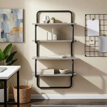 ARDEBO.de - 4-stufiges Wandregal Sonoma-Grau 80 x 24,5 x 104 cm