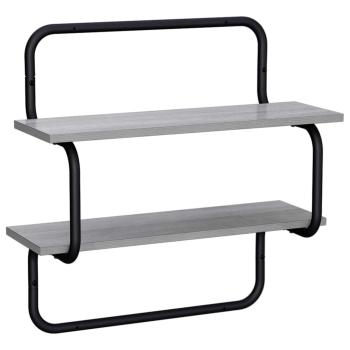2-stufiges Wandregal Sonoma-Grau 60 x 24,5 x 61 cm