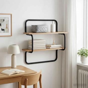 ARDEBO.de - 2-stufiges Wandregal Artisan-Eiche 60 x 24,5 x 61 cm