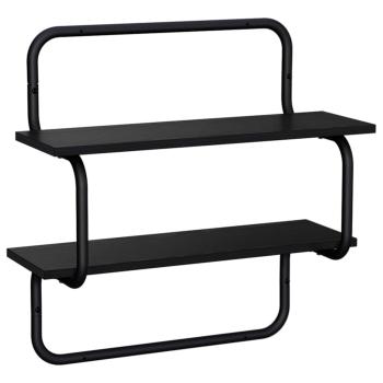 2-stufiges Wandregal Schwarz Eichen-Optik 40 x 24,5 x 61 cm