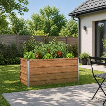 ARDEBO.de - Hochbeet im Garten Holz Braun 100 x 40 x 55 cm Stahl