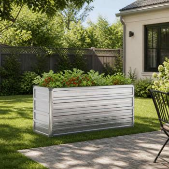 ARDEBO.de - Hochbeet im Garten Verzinktes Silber 100 x 40 x 55 cm Stahl