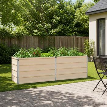 ARDEBO.de - Hochbeet im Garten Elfenbein 163 x 40 x 55 cm Stahl