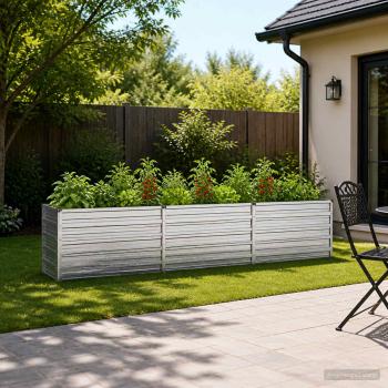ARDEBO.de - Hochbeet im Garten Verzinktes Silber 242 x 40 x 55 cm Stahl