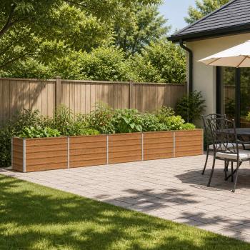ARDEBO.de - Hochbeet im Garten Holz Braun 400 x 40 x 55 cm Stahl