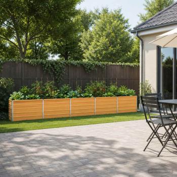 ARDEBO.de - Hochbeet im Garten Holz Natur 400 x 40 x 55 cm Stahl