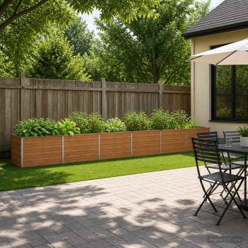 ARDEBO.de - Hochbeet im Garten Holz Braun 480 x 40 x 55 cm Stahl