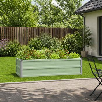 ARDEBO.de - Hochbeet im Garten Pastellgrün 100 x 40 x 24 cm Stahl
