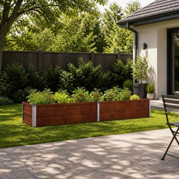 ARDEBO.de - Hochbeet im Garten Wetterfeststahl 160 x 40 x 24 cm Stahl