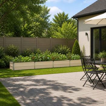 ARDEBO.de - Hochbeet im Garten Elfenbein 320 x 40 x 24 cm Stahl