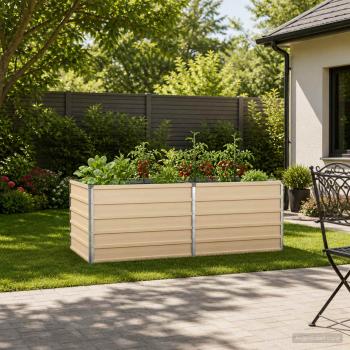 ARDEBO.de - Hochbeet im Garten Elfenbein 163 x 80 x 55 cm Stahl