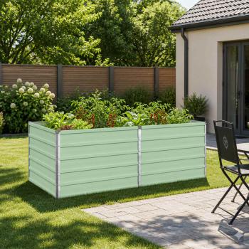 ARDEBO.de - Hochbeet im Garten Pastellgrün 163 x 80 x 55 cm Stahl