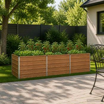 ARDEBO.de - Hochbeet im Garten Holz Braun 242 x 80 x 55 cm Stahl